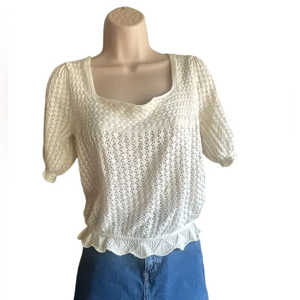 Salt Water Luxe knit cream baby doll puffy arms Like New so cute